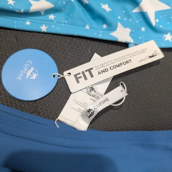 Cupshe 4th of July Starlight Cross Back Bralette Extra Cheeky High Waist Bikini - Picture 12 of 13